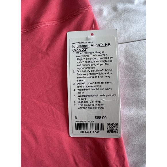 New Lululemon Align HR Crop 23" Women's Size 6 Pale Raspberry Pink LW6BGLS NWT - Picture 3 of 9